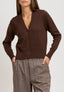 Cardigan con scollo a v e bottoni - MARRONE