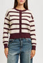 Cardigan girocollo a righe - BORDEAUX