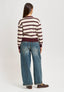 Cardigan girocollo a righe - BORDEAUX
