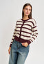 Cardigan girocollo a righe - BORDEAUX