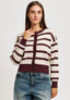 Cardigan girocollo a righe - BORDEAUX