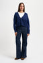 Cardigan scollato con misto cachemire - BLU