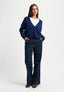 Cardigan scollato con misto cachemire - BLU