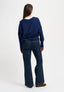 Cardigan scollato con misto cachemire - BLU