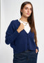 Cardigan scollato con misto cachemire - BLU