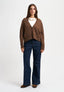 Cardigan scollato con misto cachemire - MARRONE