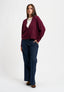 Cardigan scollato con misto cachemire - BORDEAUX