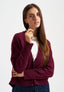 Cardigan scollato con misto cachemire - BORDEAUX
