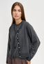 Cardigan girocollo sfumato - GRIGIO SCURO