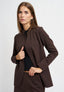 Giacca aperta in jacquard spinato - MARRONE