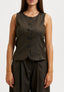 Gilet girocollo gessato con lurex - MILITARE
