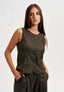 Gilet girocollo gessato con lurex - MILITARE