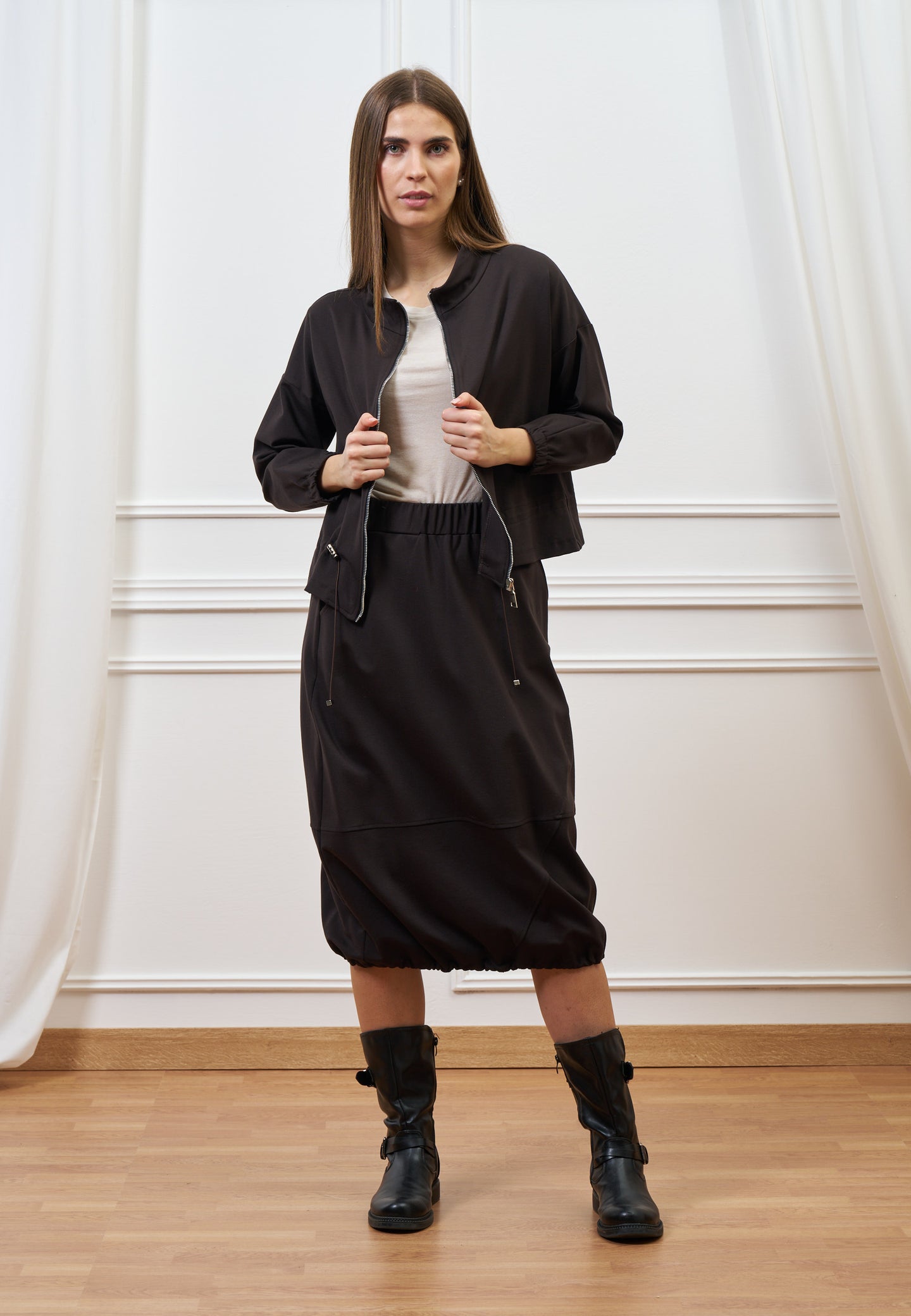 Giacca con coulisse in punto milano