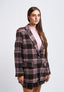 Large plaid coat jacket - TOBACCO/POWDER PINK