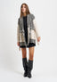 Cappotto in maglia a righe - AVORIO/NERO