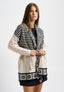 Cappotto in maglia a righe - AVORIO/NERO