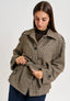 Cappotto corto a quadri con cintura - BEIGE