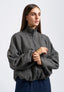 Cappotto bomber over con pieghe maniche - AVORIO/GRIGIO