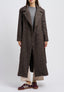 Cappotto lungo spinato con cintura - MARRONE