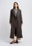 Cappotto lungo spinato con cintura - MARRONE
