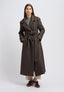 Cappotto lungo spinato con cintura - MARRONE