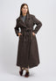 Cappotto lungo spinato con cintura - MARRONE