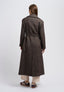 Cappotto lungo spinato con cintura - MARRONE