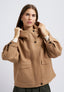 Cappotto corto con cappuccio e tasconi - CAMMELLO