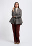 Cappotto corto in misto lana a quadri - GRIGIO MEDIO