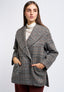 Cappotto corto in misto lana a quadri - GRIGIO MEDIO