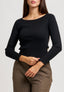 Maglia a costine con lurex - NERO