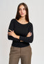 Maglia a costine con lurex - NERO