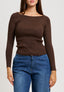 Maglia a costine con lurex - MARRONE