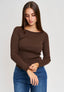 Maglia a costine con lurex - MARRONE