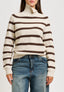 Maglia a righe con collo alto - MARRONE
