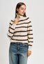 Maglia a righe con collo alto - MARRONE