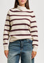 Maglia a righe con collo alto - BORDEAUX