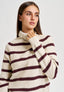 Maglia a righe con collo alto - BORDEAUX