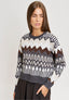 Maglia girocollo fantasia norvegese - MARRONE/BEIGE