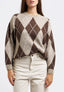 Multicolor diamond pattern sweater - BROWN