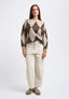 Multicolor diamond pattern sweater - BROWN