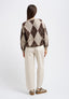 Multicolor diamond pattern sweater - BROWN