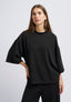 Maglia ampia a costine con lurex - NERO