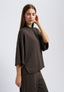 Maglia ampia a costine con lurex - NOCCIOLA