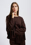 Felpa over con frange - MARRONE