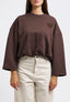 Felpa voluminosa crop con cuore ricamato - MARRONE