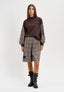 Felpa con inserti tartan e applicazione - MARRONE