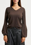 Maglia in viscosa con polso ampio - MARRONE