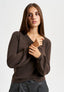 Maglia in viscosa con polso ampio - MARRONE