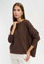 Maglia in viscosa con maniche a pipistrello - MARRONE